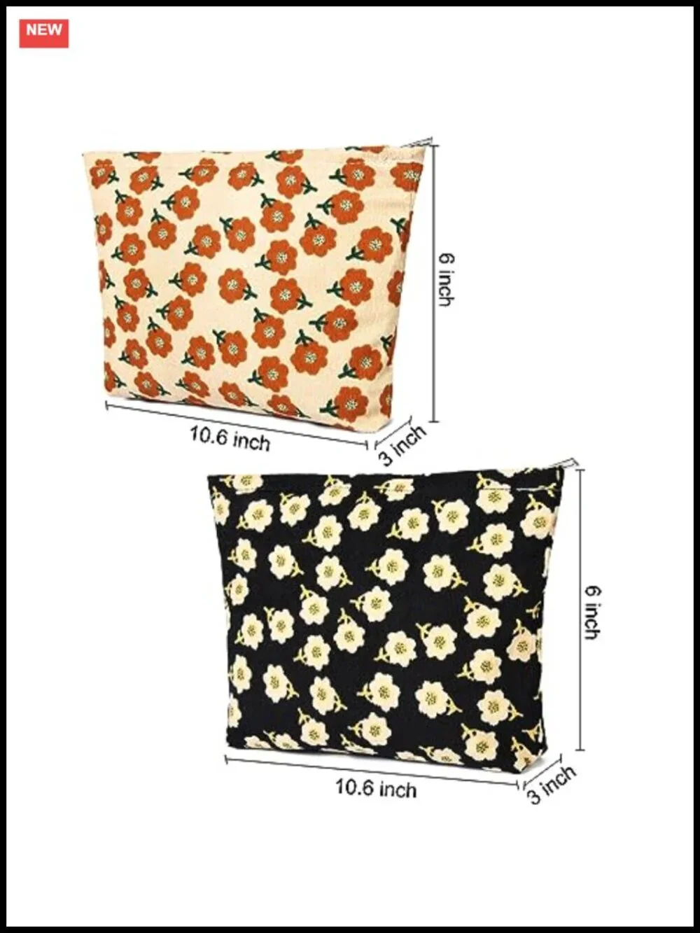 Corduroy Makeup Bag Set Large Capacity Canvas Travel Toiletry Organizer Zipper